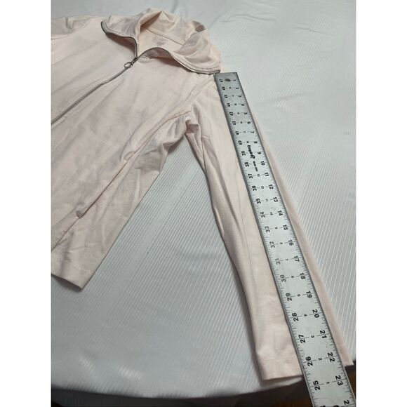Eileen Fisher Organic Boxy Cardigan Jacket Light Pink Stand Collar Zip Up Small - Picture 4 of 8